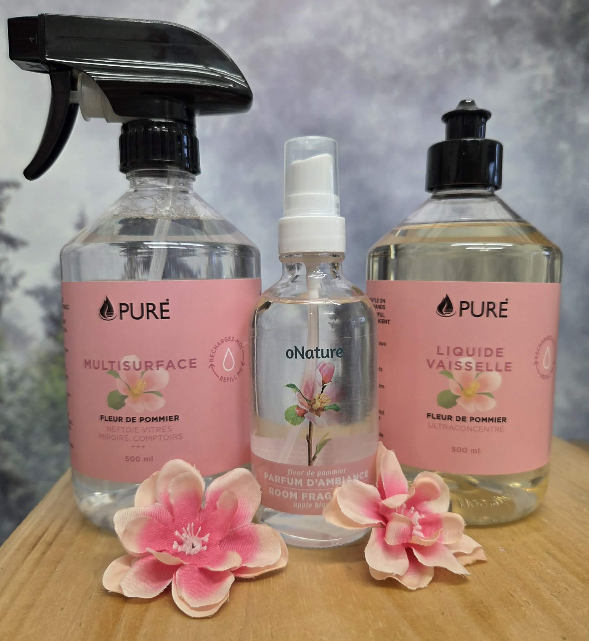 Coffret Fleur de Pommier - Édition Limitée - Multisurface 500ml + Liquide à Vaisselle 500ml + Parfum d'ambiance 120ml - Pure